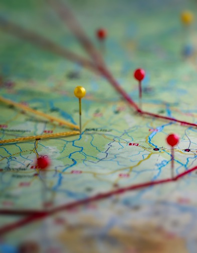 map with pins